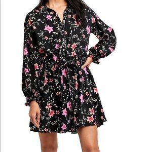 Free People Black and Pink Buttoned with Bishop Sleeves